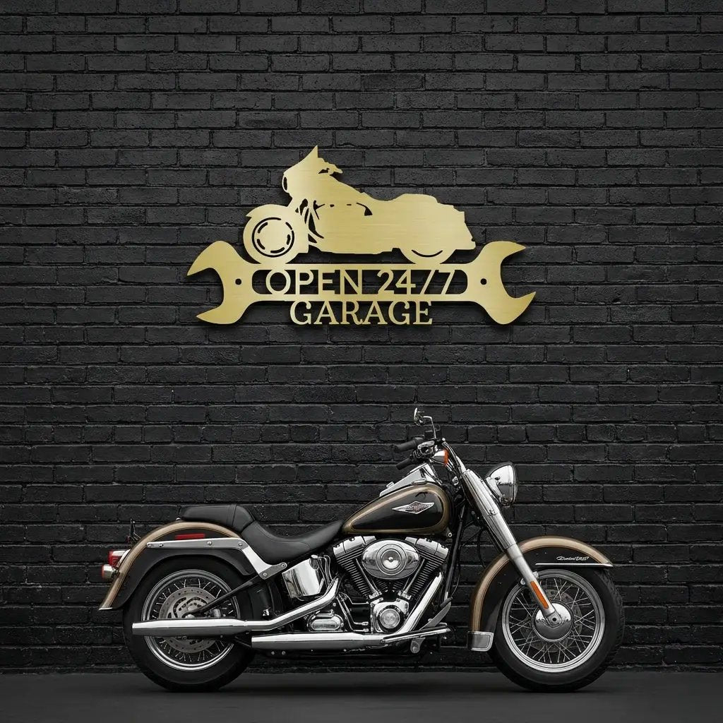 Personalized Motorcycle Garage Metal Sign – Biker Gift – Custom Name Metal Sign – Man Cave Decor – Garage Sign