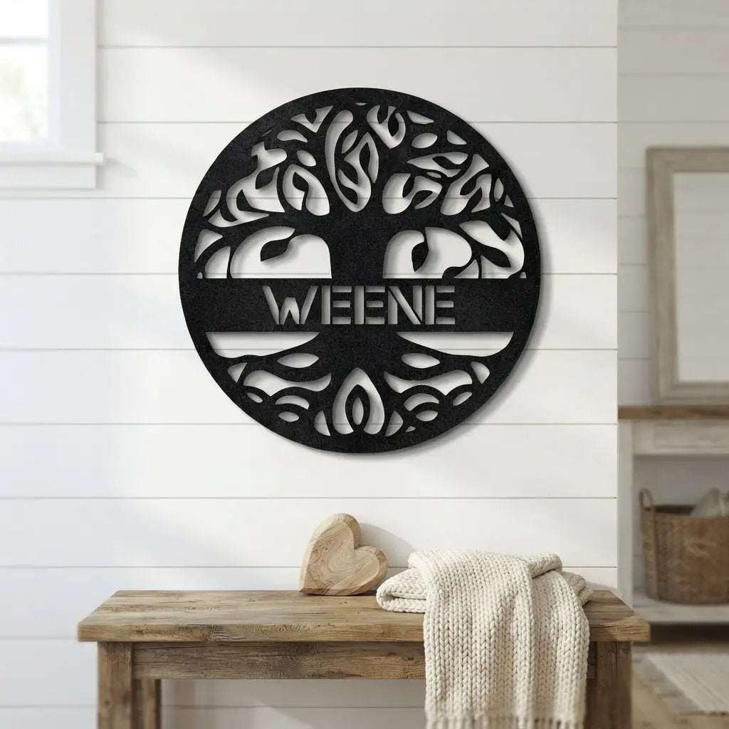 Personalized Tree of Life Metal Wall Art – Custom Family Name Sign – Tree of Life Metal Decor – Nature Inspired Family Wall Decor