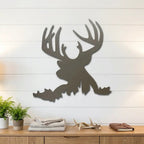 Deer Head Metal Wall Art – Buck Silhouette Wall Decor – Rustic Cabin Decor – Hunting Gift – Lodge Wall Art