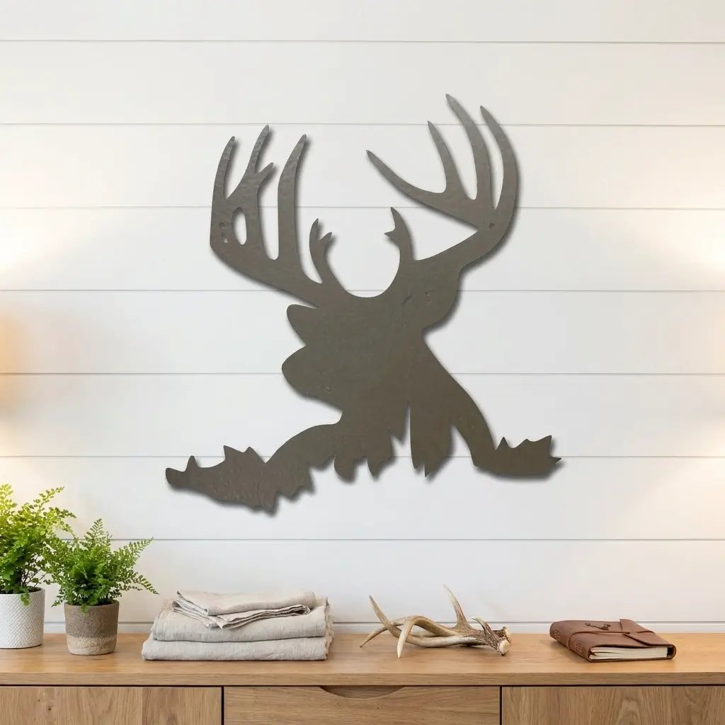 Deer Head Metal Wall Art – Buck Silhouette Wall Decor – Rustic Cabin Decor – Hunting Gift – Lodge Wall Art