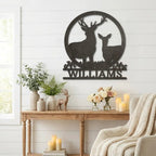 Personalized Mr & Mrs Deer Couple Metal Sign – Custom Last Name Stag & Doe Wall Art – Romantic Wedding or Anniversary Gift