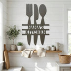 Personalized Kitchen Metal Sign – Farmhouse Kitchen Utensils Custom Name Sign