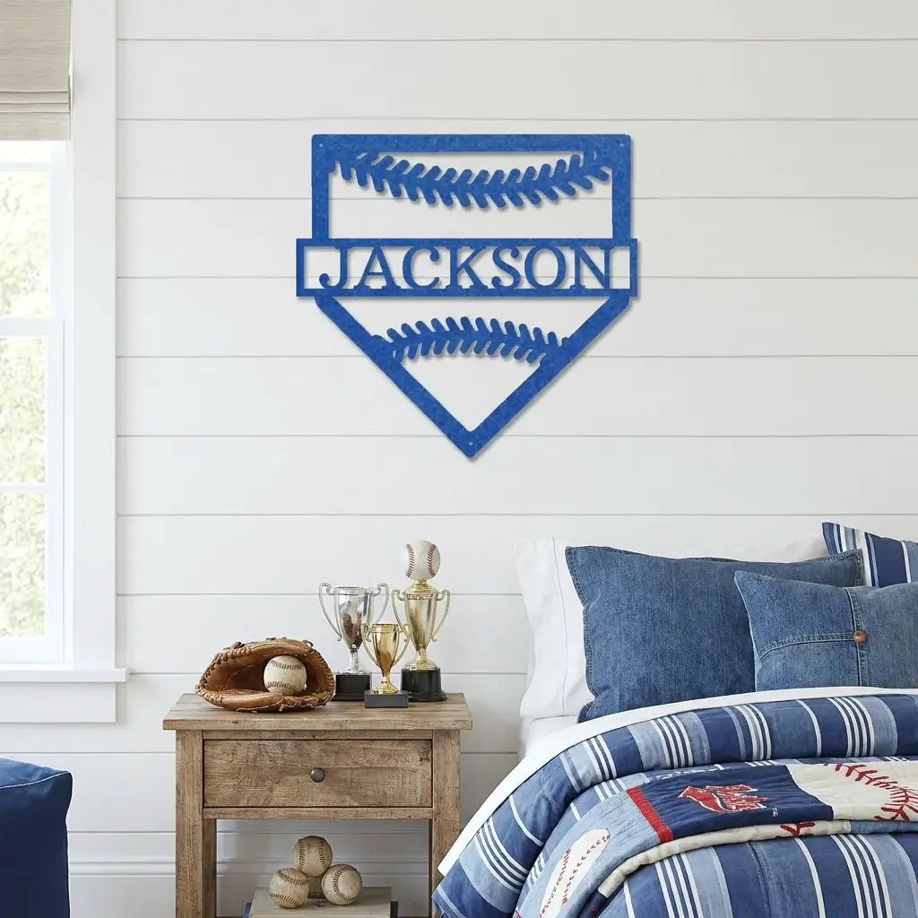 Personalized Baseball Home Plate Metal Wall Art – Custom Name Baseball Sign – Player Gift – Baseball Room Decor – Sports Wall Art
