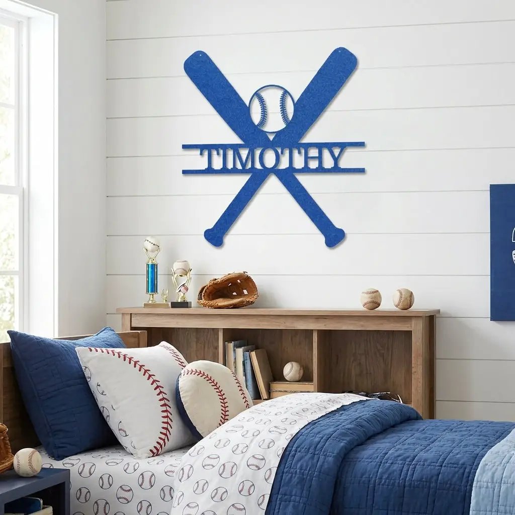 Personalized Baseball Bat Metal Wall Art with Name, Custom Baseball Sign, Boys Room Decor, Sports Wall Art, Baseball Player Gift Idea