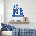 Father and Son Motocross Personalized Name Indoor Outdoor Steel Wall Sign Metal Art
