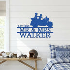 Personalized Motorcycle Couple Metal Sign Mr and Mrs Wedding Gift Custom Biker Wall Art Anniversary Gift Steel Decor