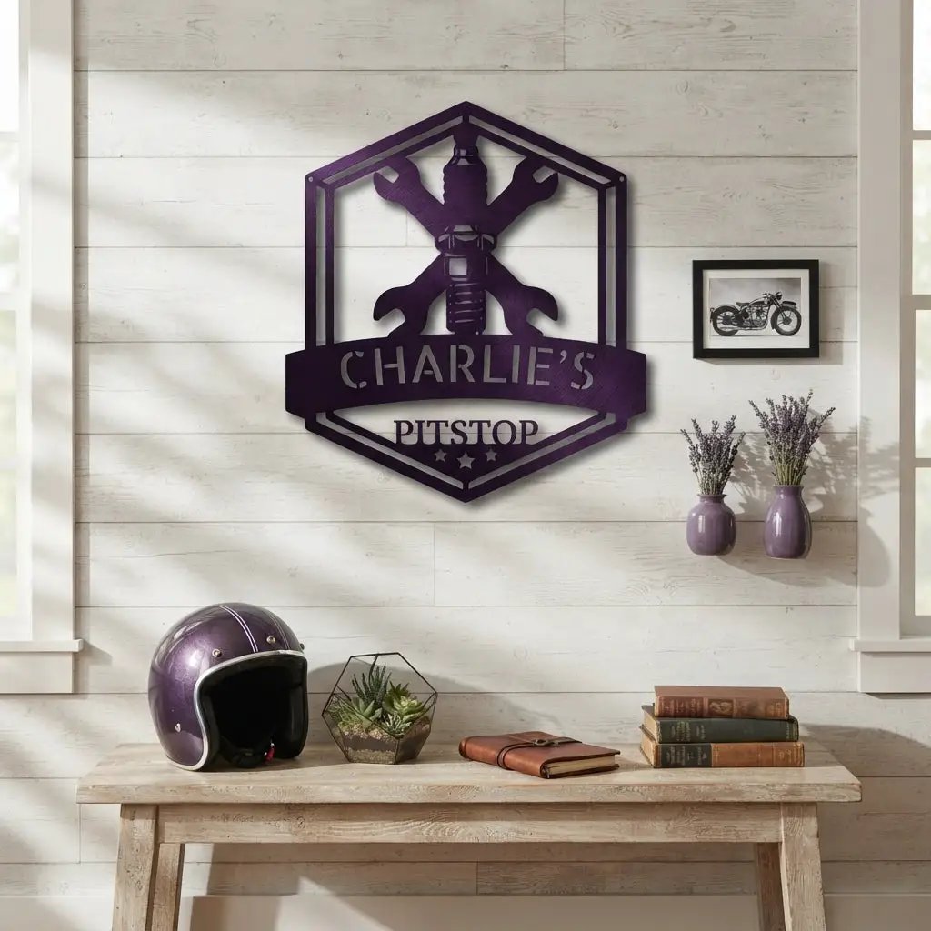 Personalized Mechanic Garage Metal Wall Art | Custom Garage Name Sign | Auto Repair Shop Decor | Wrench Metal Sign | Made in USA