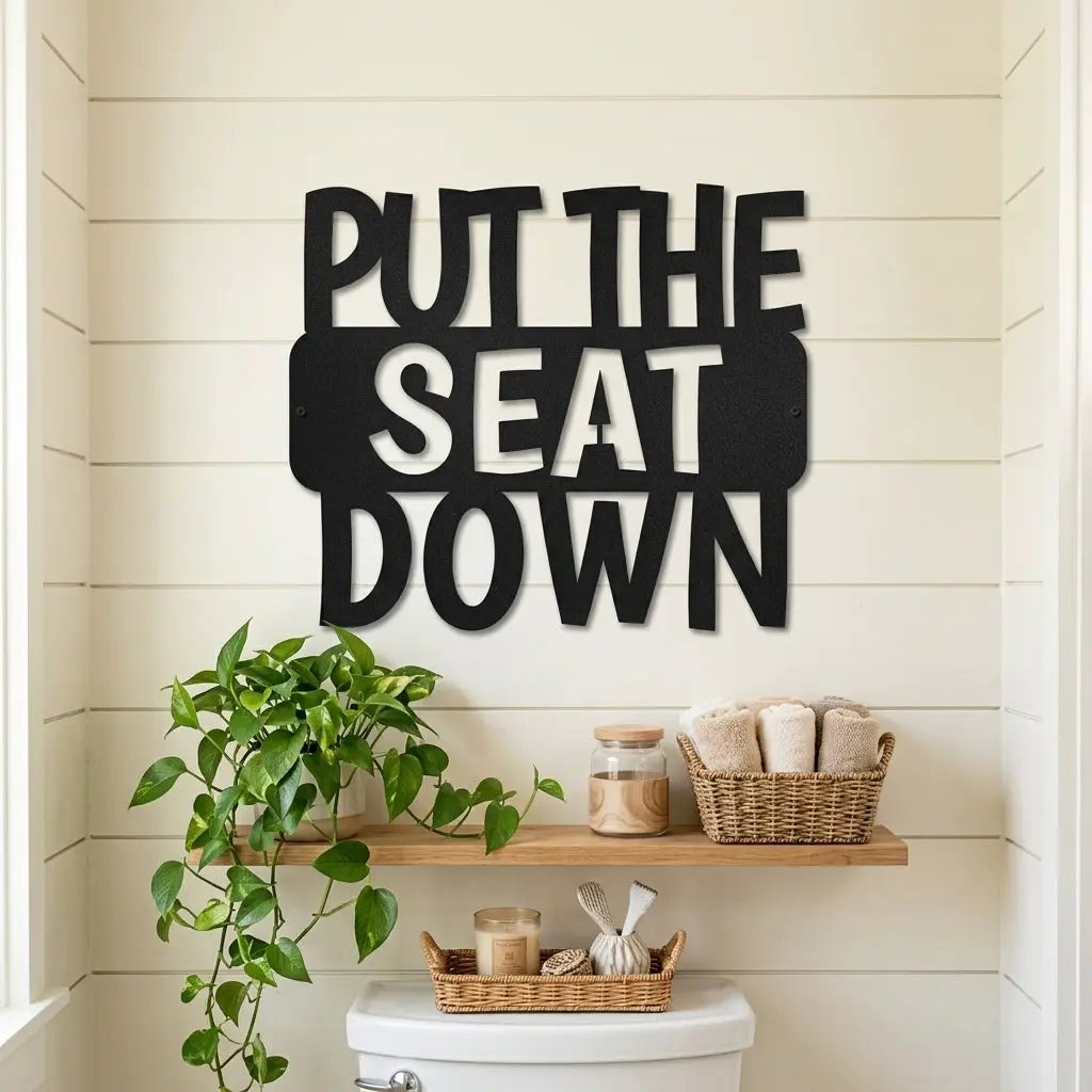 Put the Seat Down Quote Steel Bathroom Wall Sign