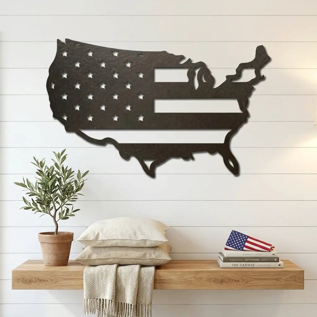 USA Flag Map Metal Wall Art – A Modern Symbol of American Pride