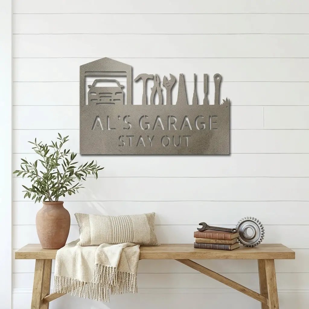 Garage Personalized Metal Sign, Custom Mechanic Wall Art, Car Enthusiast Decor, Automotive Shop Sign