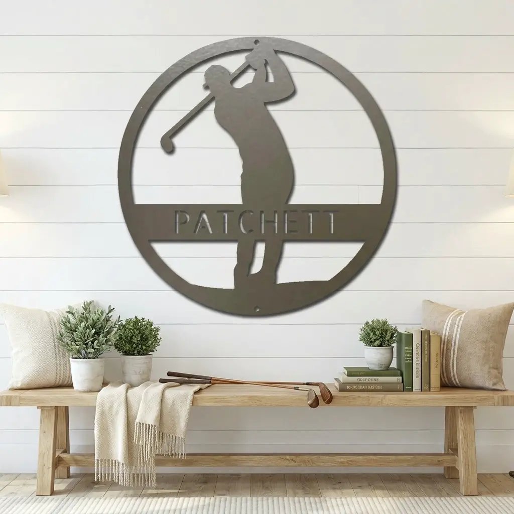 Personalized Golfer Metal Wall Art Custom Name Golf Sign Man Cave Decor Golf Gift for Dad Golf Lover Metal Wall Sign Outdoor Decor