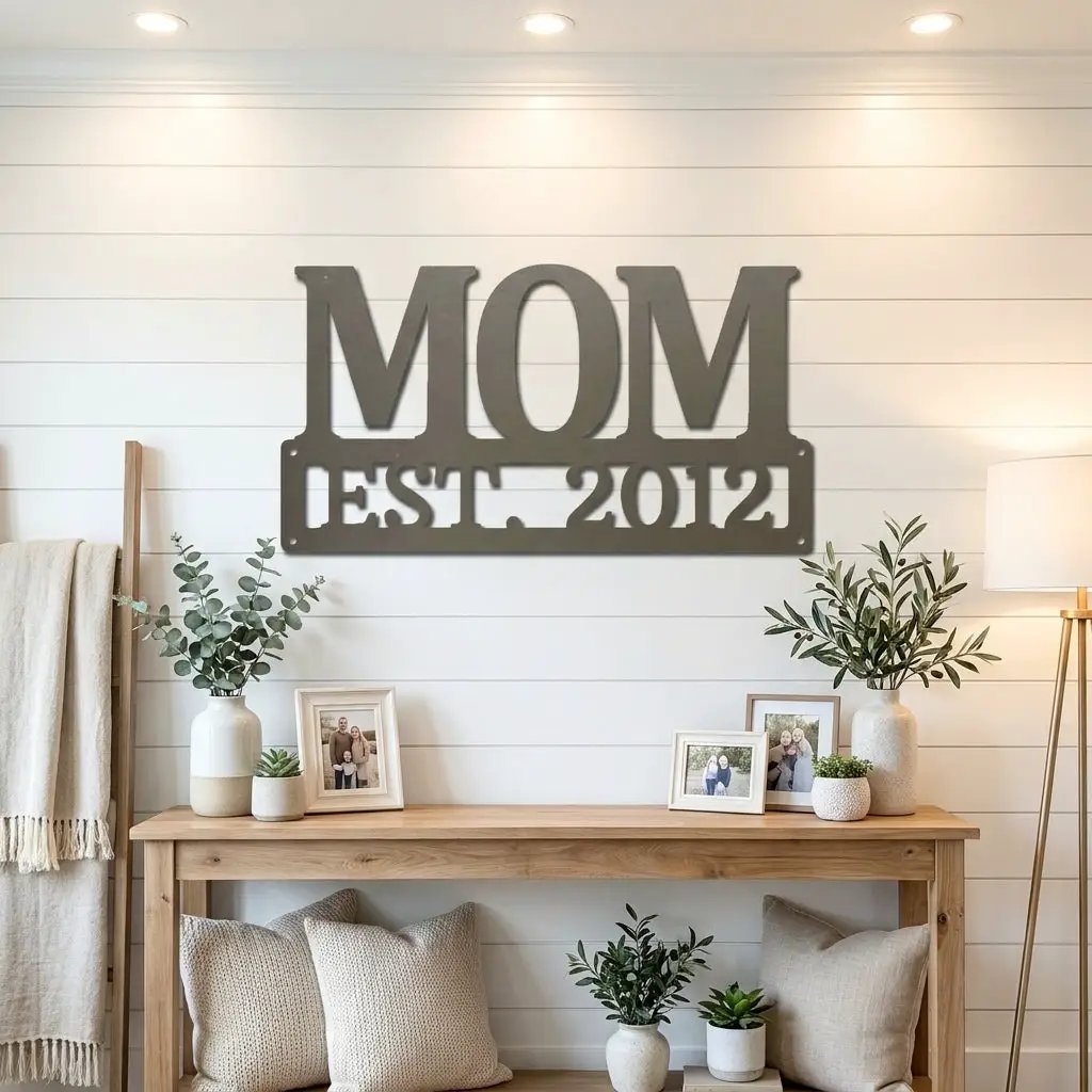 Mom Est. Year Metal Wall Art – Personalized Mom Sign – Custom Mother Established Date Sign – Mother’s Day Gift Wall Decor