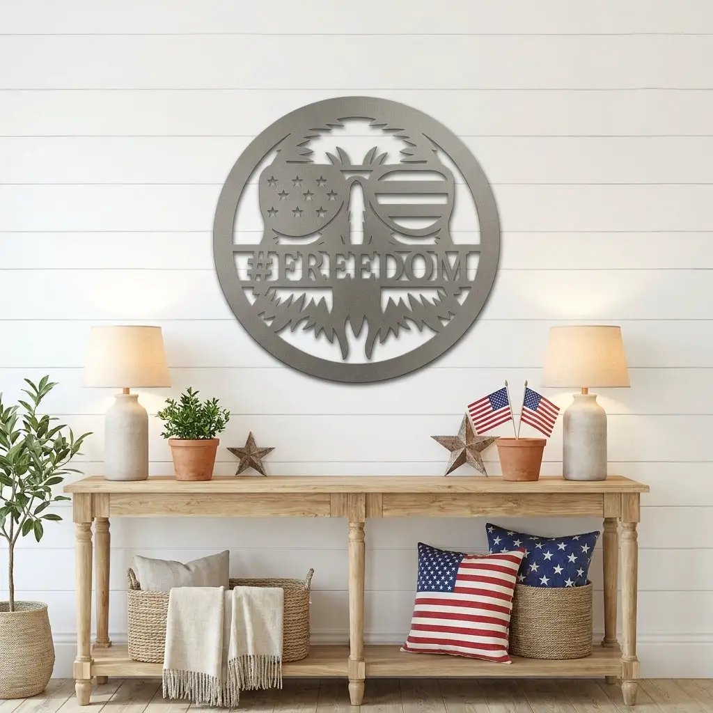Personalized Freedom Eagle Metal Wall Art – Custom Patriotic American Flag Steel Sign – USA Freedom Decor for Veterans, Military Families & Patriot Homes