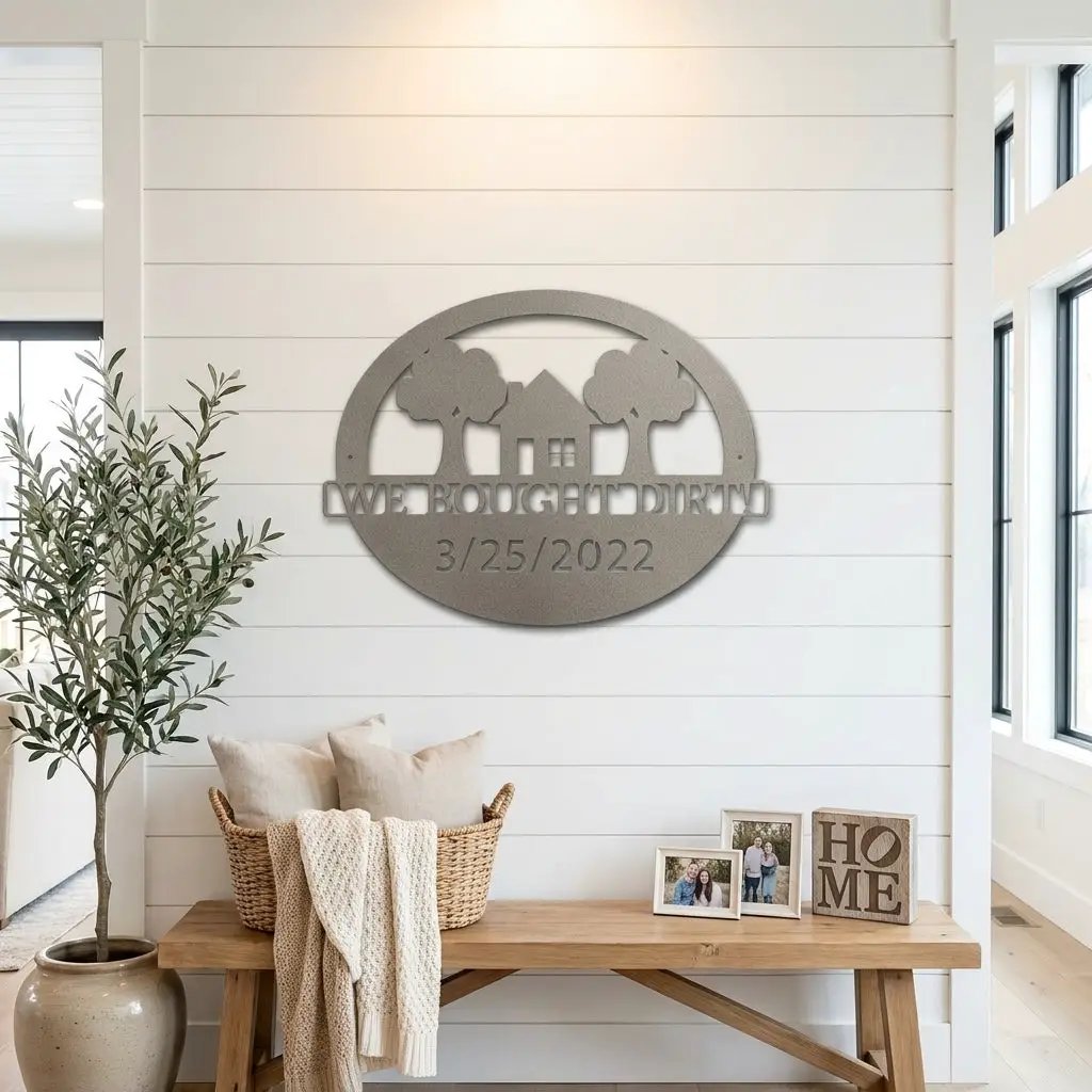 Custom New Home Steel Sign – Farmhouse Housewarming Gift with Established Date