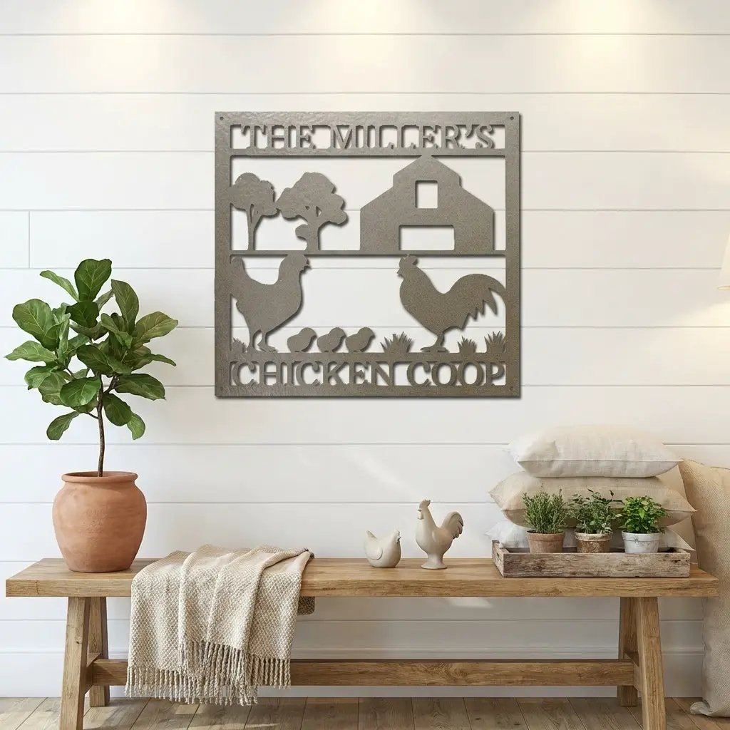 Personalized Chicken Coop Metal Sign – Custom Farm Sign – Backyard Chicken Decor – Farmhouse Wall Art