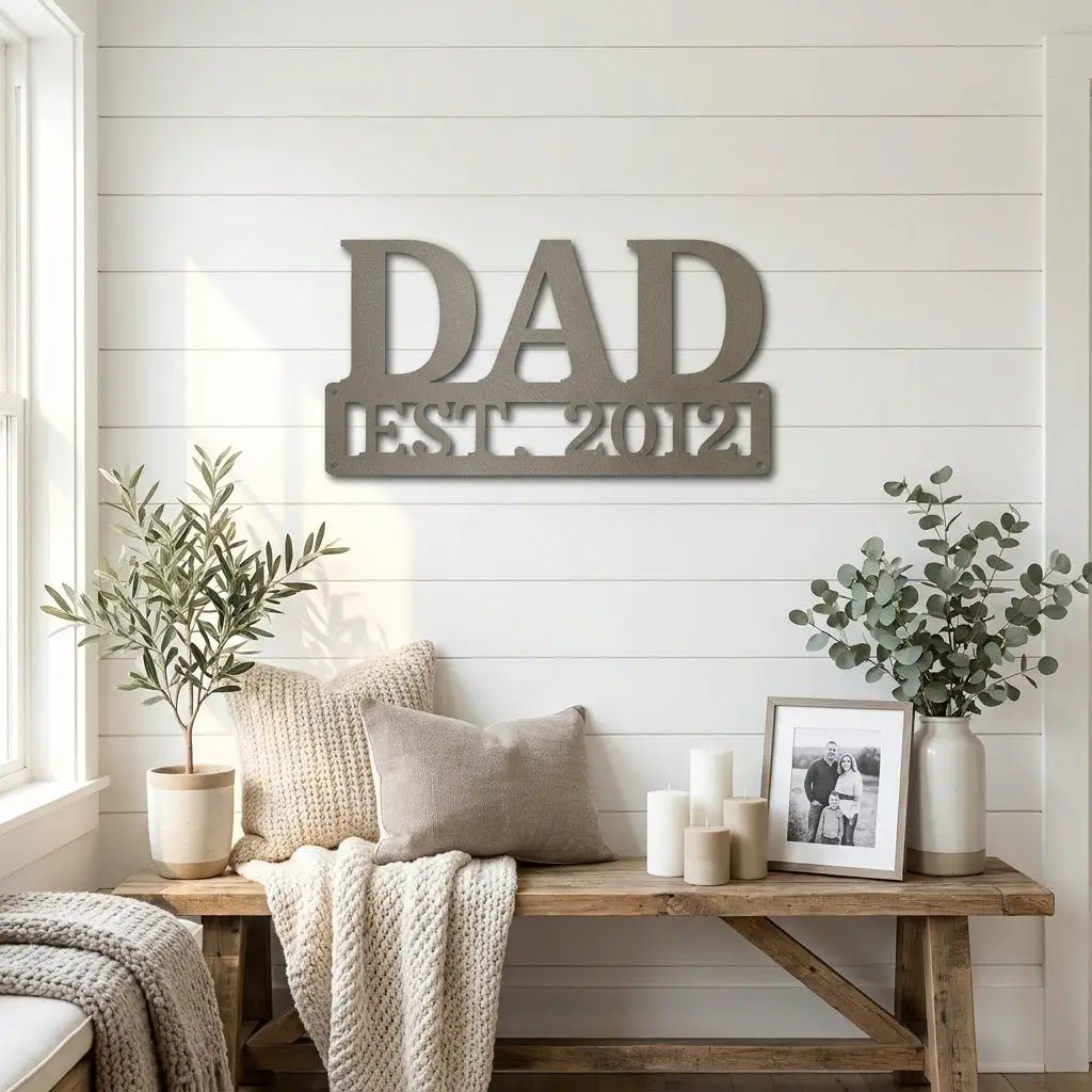 Dad Personalized Established Date Metal Aet Sign – Father’s Day Gift – Custom Family Decor