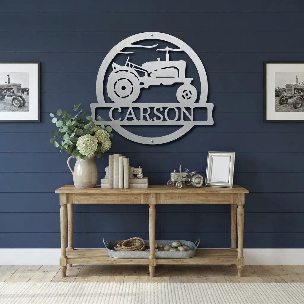 Personalized Tractor Metal Wall Art | Custom Farm Name Sign | Farmer Metal Sign | Rustic Farmhouse Decor | Country Wall Art | Made in USA