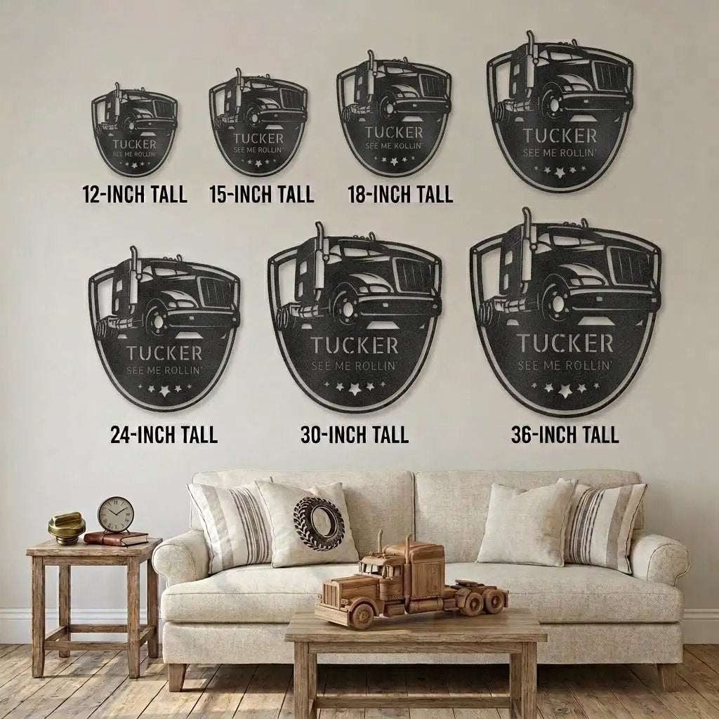 Personalized Trucker Metal Wall Art Sign | Custom Semi Truck Name Sign | Truck Driver Gift | Custom Steel Wall Decor | Made in USA