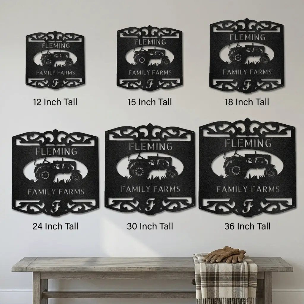 Personalized Family Farm Metal Wall Art Sign Custom Farm Name Tractor Steel Sign Elegant Farmhouse Decor Outdoor Ranch Sign