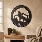 Personalized Howling Wolf Metal Wall Art Sign - Custom Name Laser Cut Decor for Home, Cabin, Lodge - Unique Rustic Wildlife Gift
