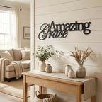 Amazing Grace Metal Wall Art Sign – Christian Steel Scripture Decor – Inspirational Faith Home Decor – Laser Cut Metal Sign