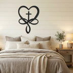 Love Infinity Cross Metal Wall Art – Christian Faith Decor, Heart Cross Sign, Religious Home Decor, Laser Cut Steel Wall Hanging, Gift for Christian Family