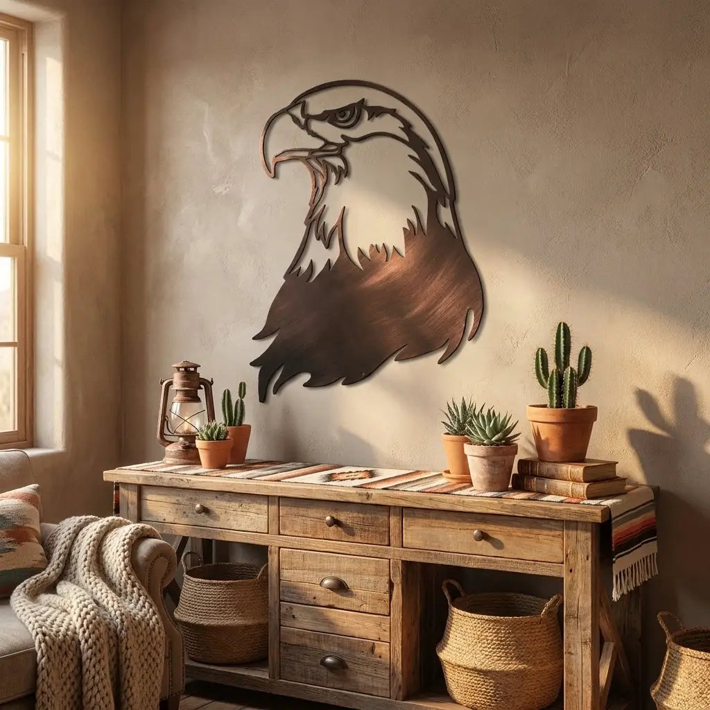 Bald Eagle Metal Wall Art – Patriotic USA Decor – American Eagle Sign – Rustic Wall Decor – Outdoor Metal Art