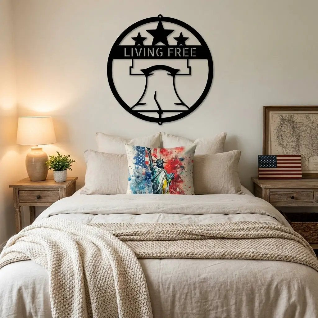Custom Liberty Bell Metal Wall Art Patriotic Decor Made in USA Steel Sign Indoor Outdoor Americana Wall Hanging
