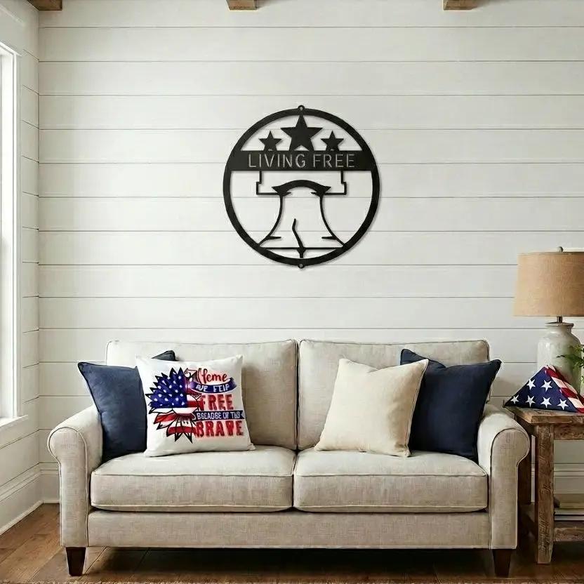 Custom Liberty Bell Metal Wall Art Patriotic Decor Made in USA Steel Sign Indoor Outdoor Americana Wall Hanging