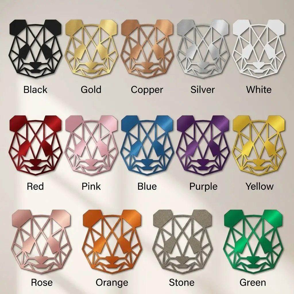 Geometric Panda Metal Wall Art – Modern Animal Steel Décor – Minimalist Panda Head Wall Hanging