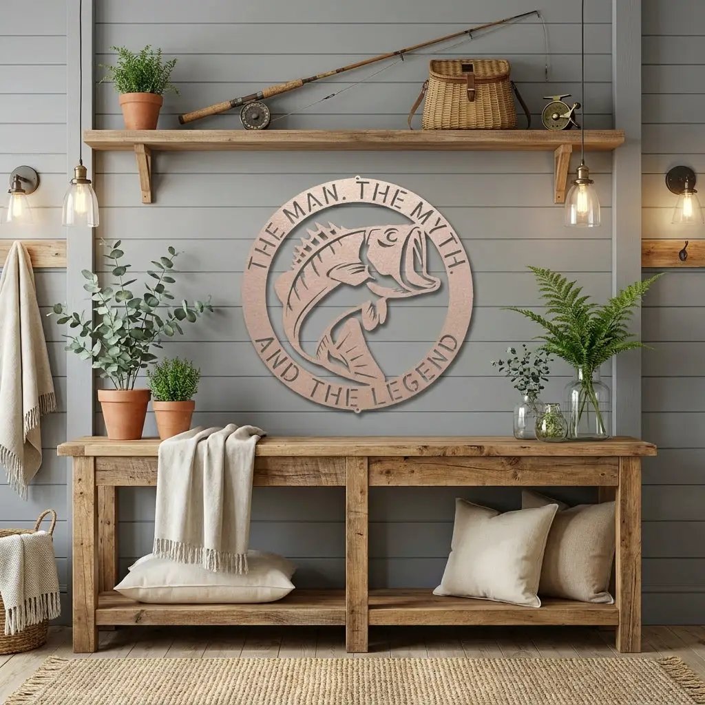 Personalized Bass Fishing Metal Sign Custom Fisherman Wall Art - Lake House Decor Outdoor Sign