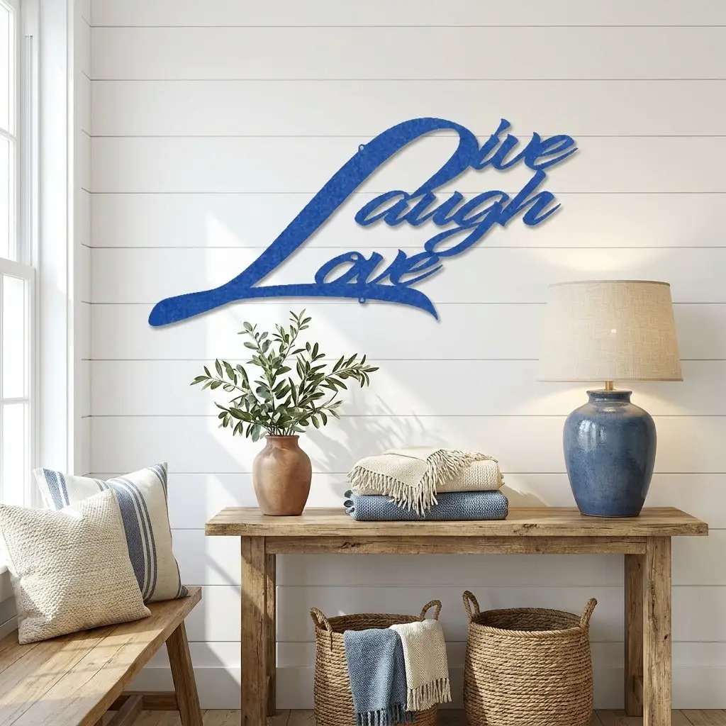 Live Laugh Love Metal Wall Art – Inspirational Script Metal Sign – Farmhouse Home Decor – Rustic Indoor Outdoor Steel Wall Hanging
