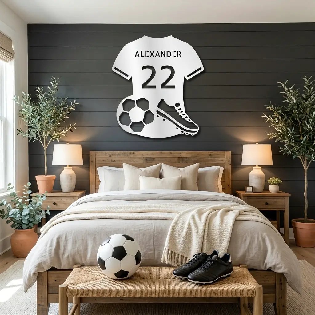 Soccer Jersey Monogram Custom Name Steel Sign Metal Wall Art