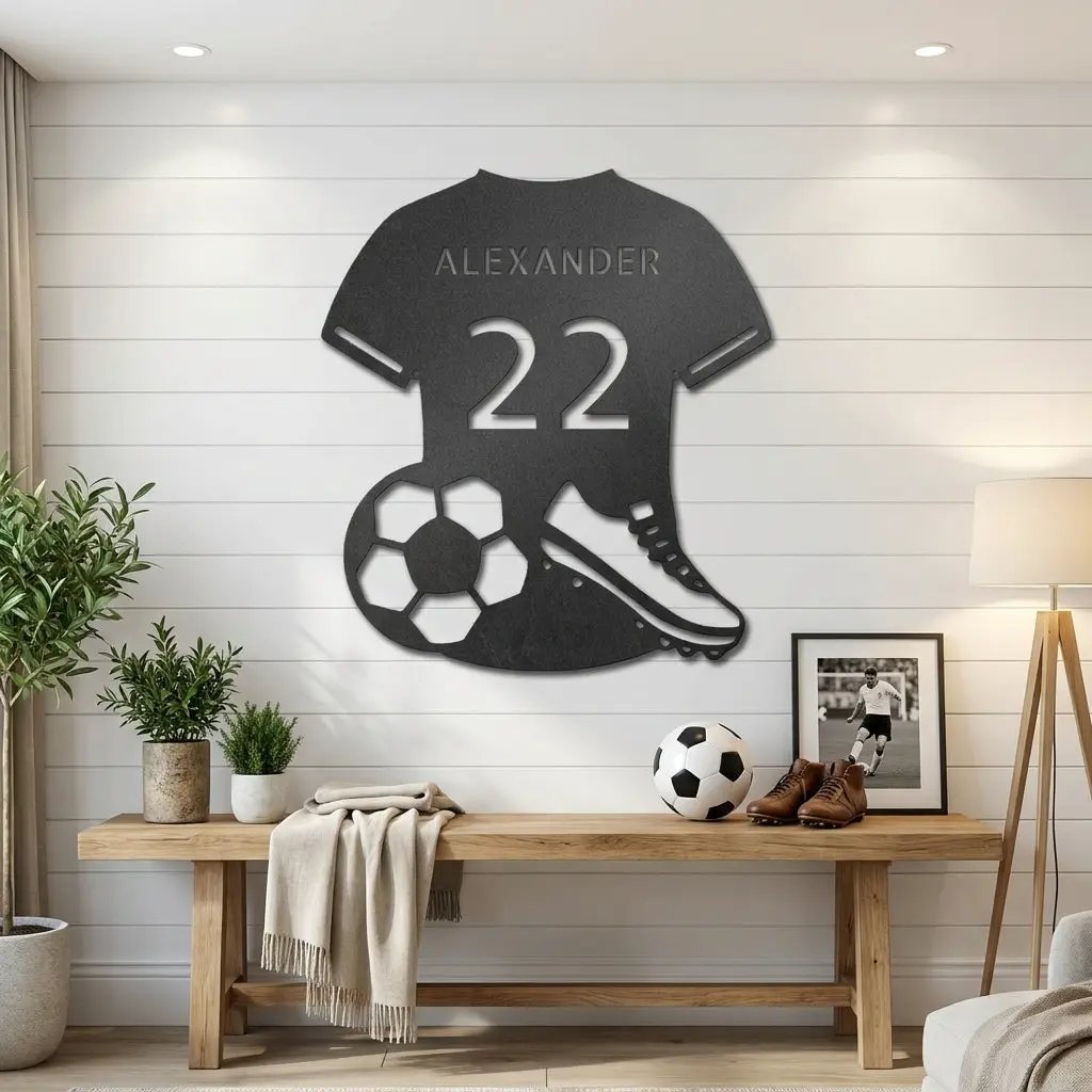 Soccer Jersey Monogram Custom Name Steel Sign Metal Wall Art