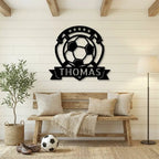 Custom Name Soccer Sign – Sports Decor for Boys Room, Soccer Player Gift, Indoor Outdoor Steel Sign
