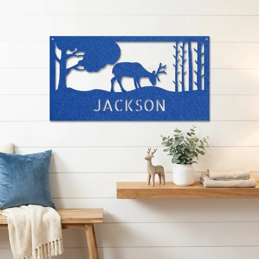 Personalized Deer Metal Sign, Hunting Wall Art, Custom Deer Name Sign, Rustic Cabin Decor