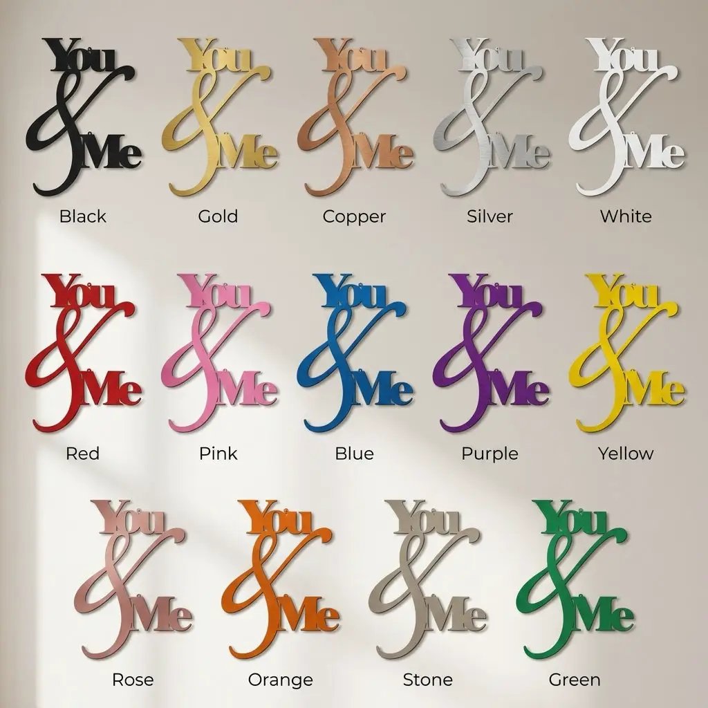 You and Me Metal Wall Art – Romantic Couple Sign – Wedding Gift, Anniversary Decor, Farmhouse Bedroom Wall Decor, Love Sign