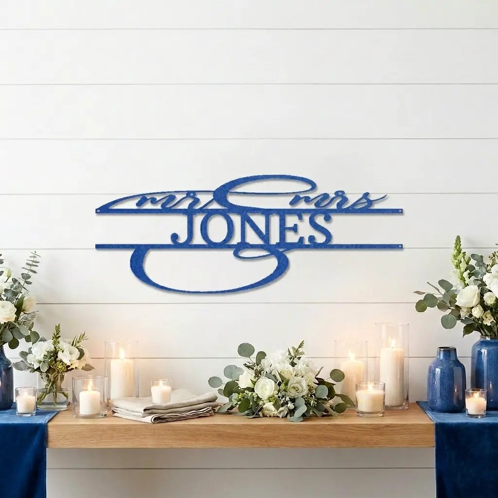 Mr And Mrs Couples Personalized Name Metal Art Wall Sign