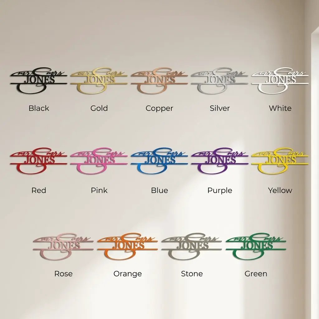 Mr And Mrs Couples Personalized Name Metal Art Wall Sign