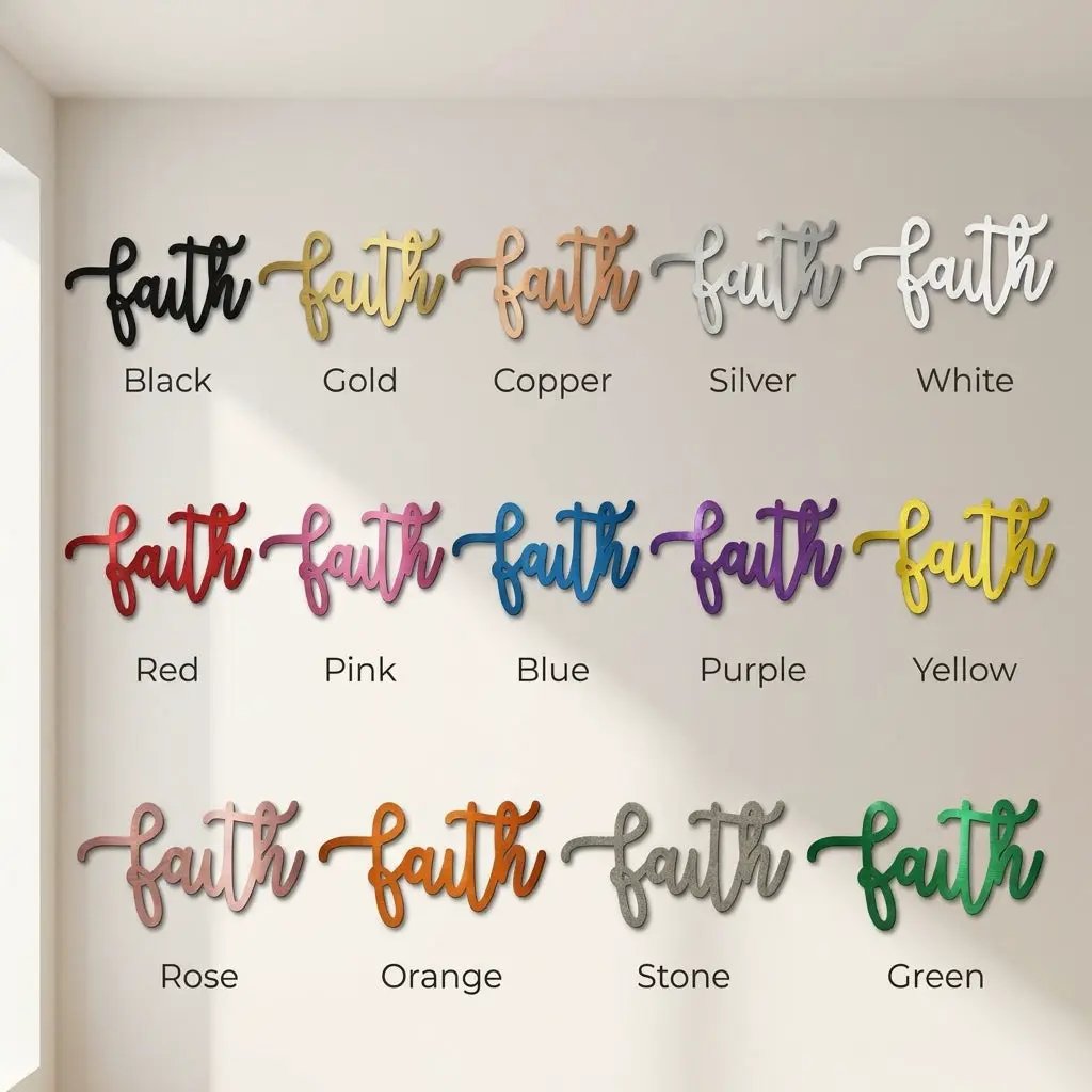 Faith Script Metal Wall Art – Christian Home Decor – Inspirational Metal Sign – Minimalist Religious Wall Decor