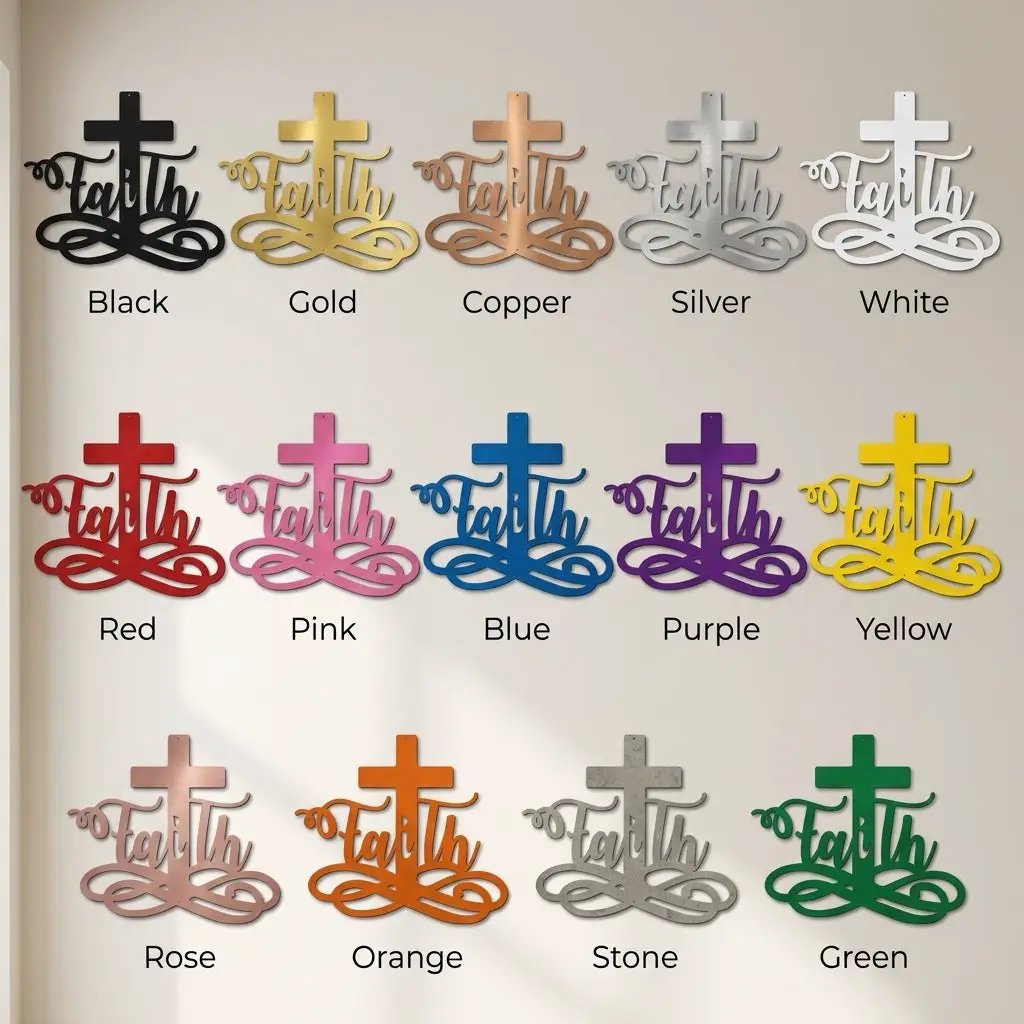 Faith Cross Metal Wall Art | Christian Scripture Decor | Inspirational Religious Wall Hanging