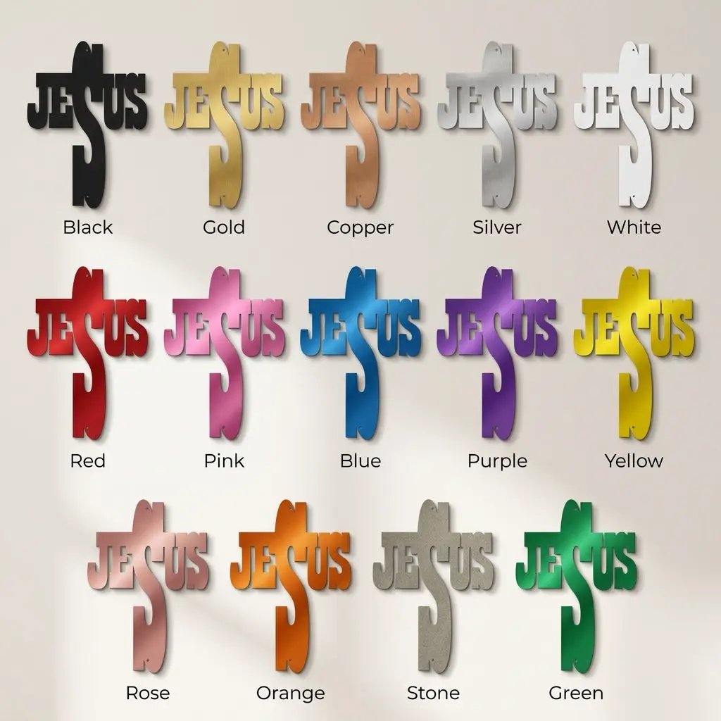 Jesus Cross Metal Wall Art | Christian Religious Decor | Inspirational Faith Wall Hanging