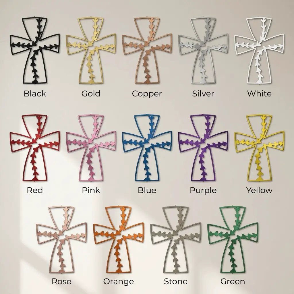 Faith Baseball Cross Metal Wall Art | Christian Baseball Decor | Baseball Stitch Cross Sign for Players & Fans