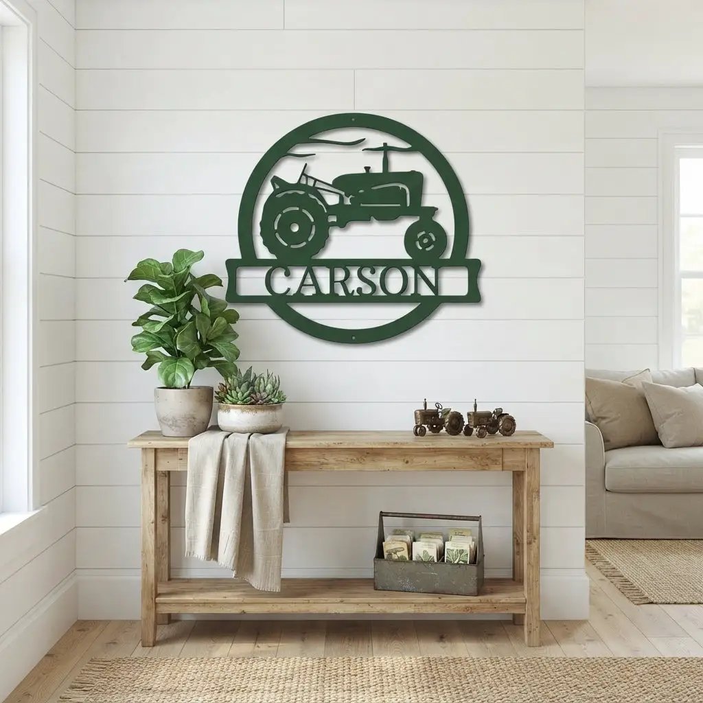 Personalized Tractor Metal Wall Art | Custom Farm Name Sign | Farmer Metal Sign | Rustic Farmhouse Decor | Country Wall Art | Made in USA