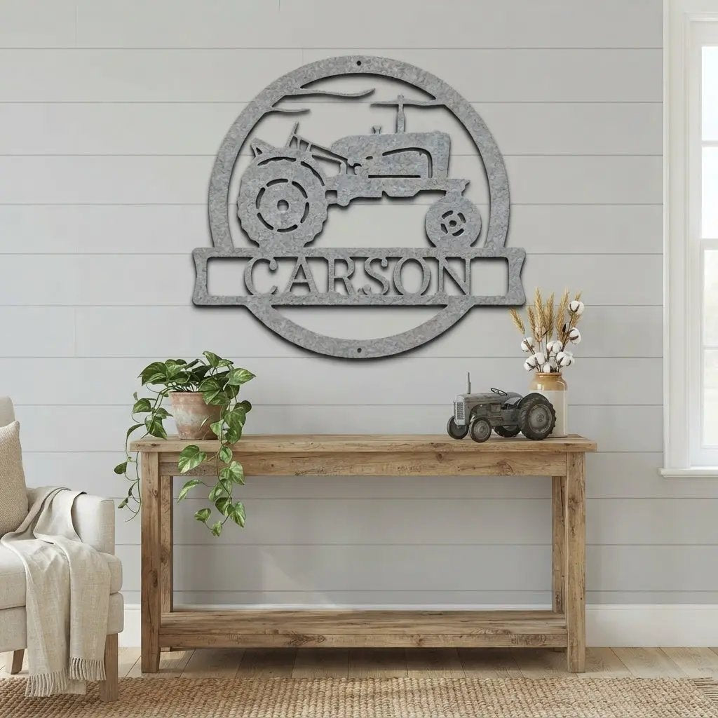 Personalized Tractor Metal Wall Art | Custom Farm Name Sign | Farmer Metal Sign | Rustic Farmhouse Decor | Country Wall Art | Made in USA