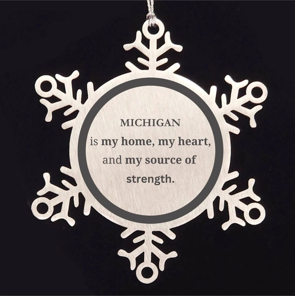 Michigan is my Home Christmas Snowflake Steel Ornament