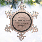 Michigan is my Home Christmas Snowflake Steel Ornament