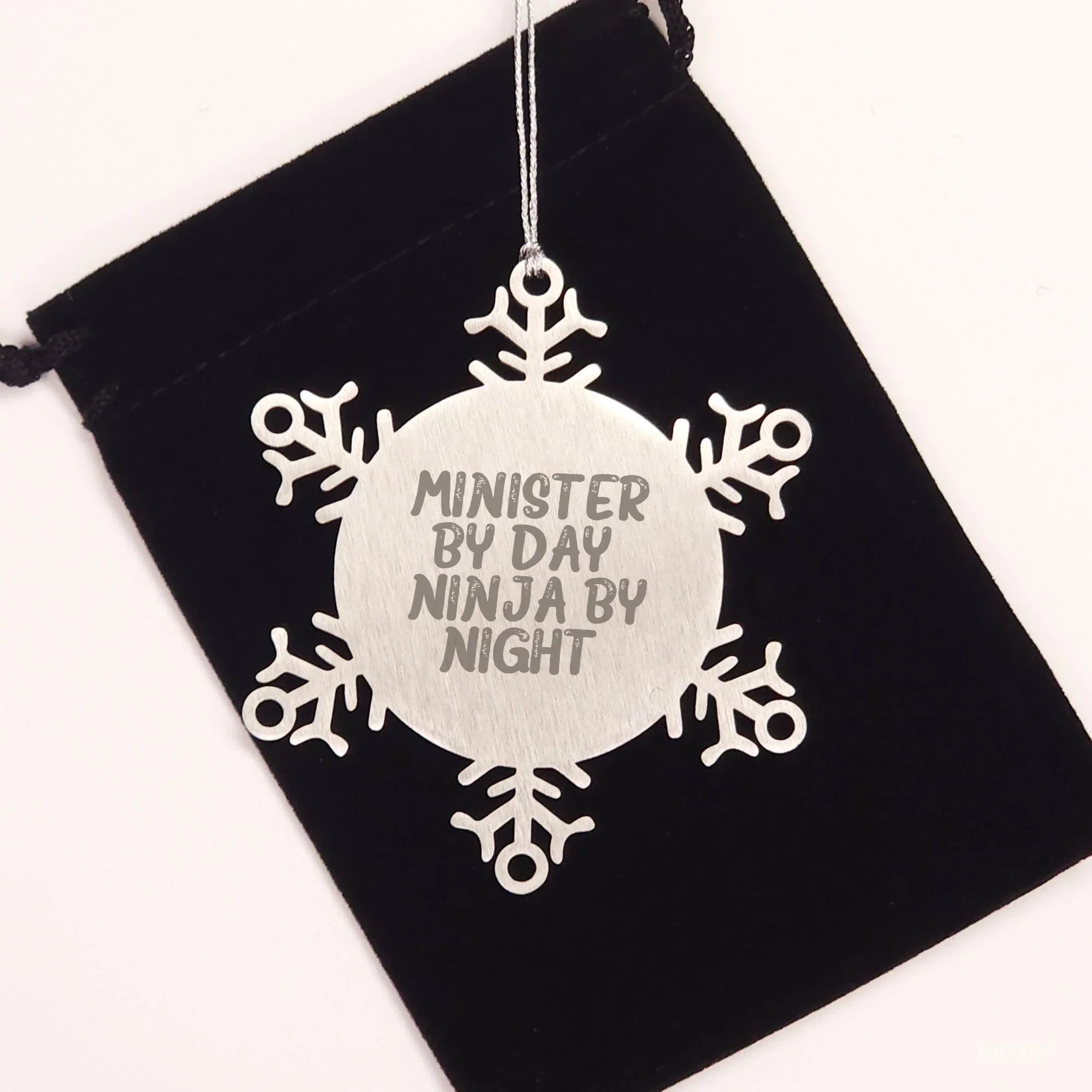 Minister Gifts, Funny Snowflake Ornaments for Christmas - Gifts from Friends to Minister By Day. Ninja By Night.
