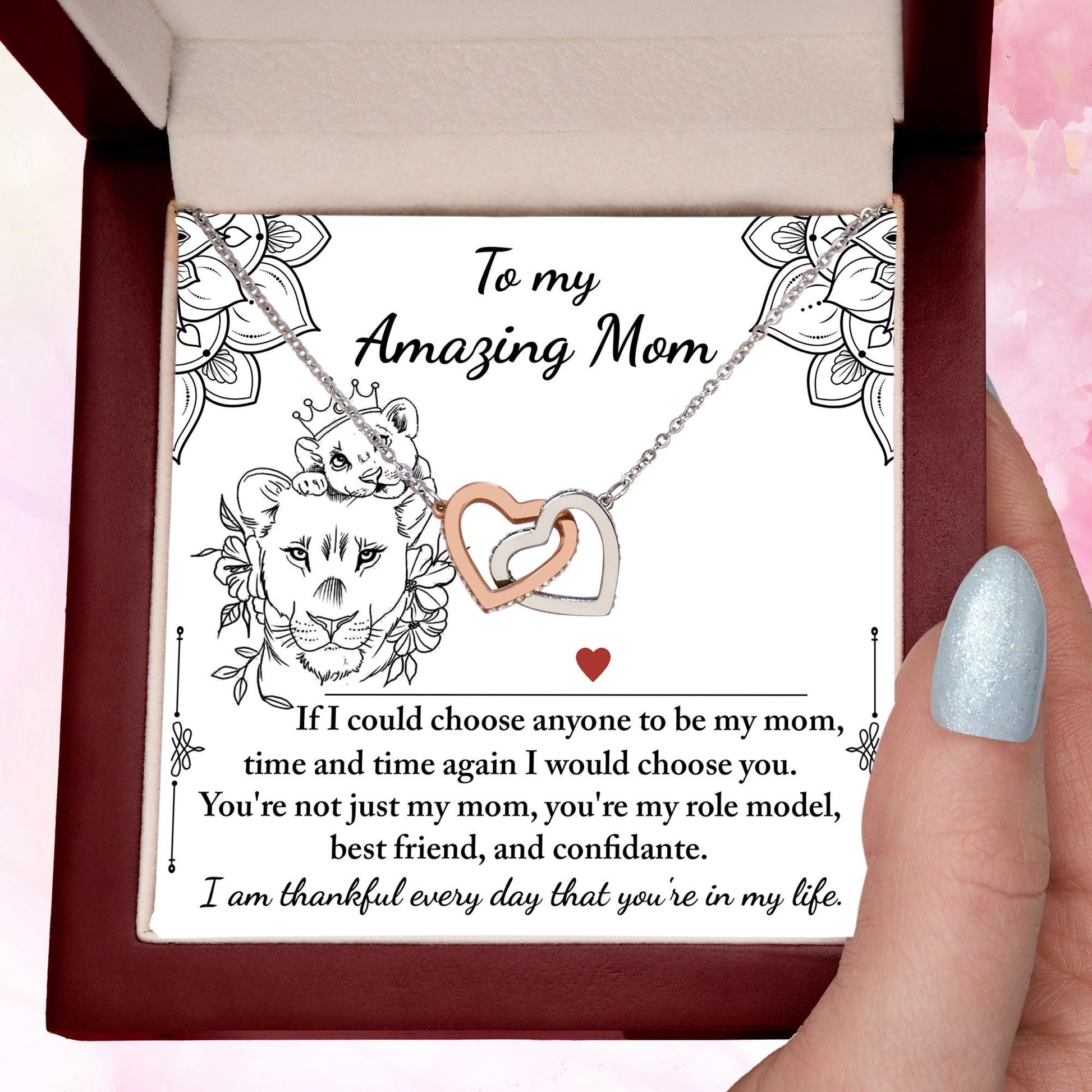 To My Amazing Mom You are my Best Friend, Role Model, and Confidante Interlocking Hearts Necklace - Mallard Moon Gift Shop