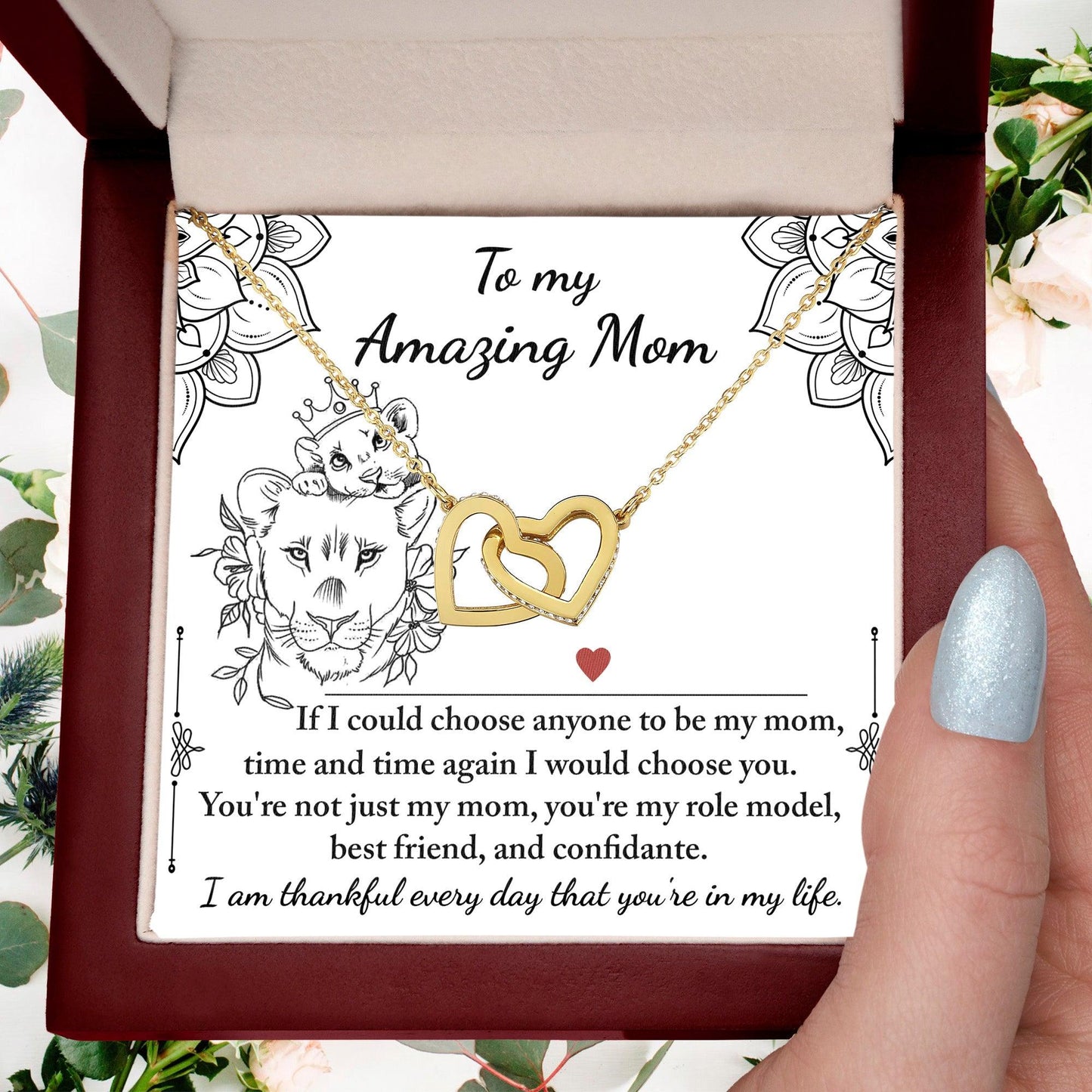 To My Amazing Mom You are my Best Friend, Role Model, and Confidante Interlocking Hearts Necklace - Mallard Moon Gift Shop